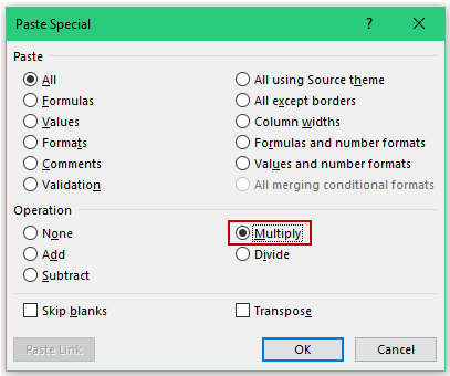 Convert Text to Numbers in Excel - multiply paste special